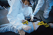 Forensics officers on a training exercise