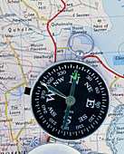 Compass on an Ordnance Survey map