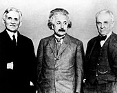 The physicists Michelson,Einstein and Millikan