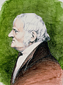 Coloured portrait of John Dalton,meteorologist