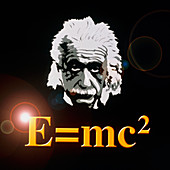 Computer artwork of Albert Einstein and E=mc2