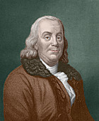 Engraving of American scientist Benjamin Franklin