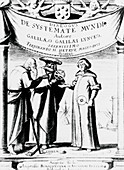 Frontispiece of Galileo's book on cosmology