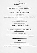 Title page of Edward Jenner's book