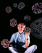 Prof Harold Kroto & models of Buckyballs