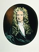 Coloured engraving of Isaac Newton