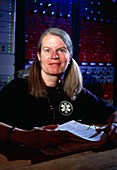 View of Jill Tarter,American astronomer,at work