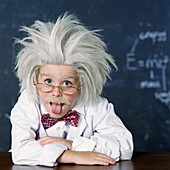 Boy dressed as Einstein