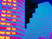 Colour thermogram of two office buildings