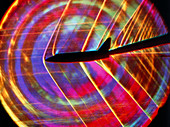 Schlieren photo of a shuttle in a wind tunnel