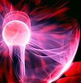 Close-up of Kirlian plasma globe