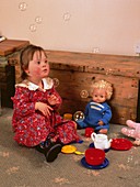 3-year-old girl with Down's syndrome with bubbles