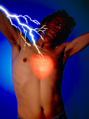 Abstract image of a man suffering a heart attack