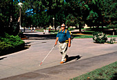 Blind person with GPS navigation system