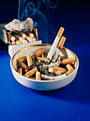 Ash tray and cigarette packet