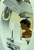 Mammography: woman undergoing breast screening