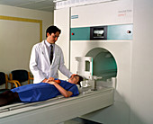 Preparation for MRI brain scan