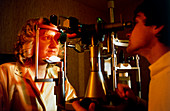 Optician using Keratometer