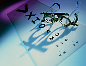 Ophthalmology test frames and eye chart