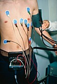 Patient wired to ECG machine