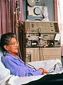 Female patient undergoing renal dialysis