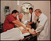 Mock-up of emergency treatment on a heart patient