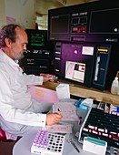 Scientist in hospital pathology lab