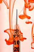 Syringe and blood