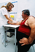 Blood sampling of obese man