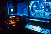 Control room view of coronary angioplasty surgery