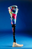 Leg prosthesis with reflex foot (side view)