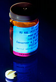 Bottle and tablet of ru486,abortion inducing drug