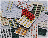 Assortment of drugs in pill and capsule form