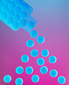Abstract image of pills pouring from a bottle