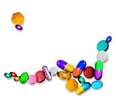 Assorted pills,computer artwork