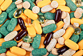 Assorted pills of vitamins and minerals