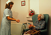 Woman with arthritic hands during physiotherapy