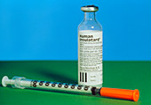 Phial of NPH (isophane) insulin with syringe