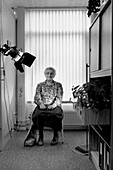 Elderly woman receives colour therapy