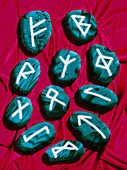 Artwork of rune stones used for fortune telling