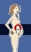 Pregnant woman and foetus smoking