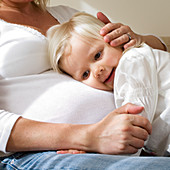 Pregnant woman and daughter