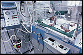 life support equipment surrounding prem' baby