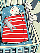Baby in a cot