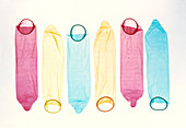 Unrolled condoms