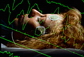 Sleep research: sleeping patient & EEG trace