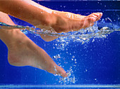 Woman's feet in water bath