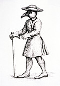 Bird-like mask on physicians during the plague