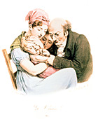 Inoculation of smallpox vaccine,illustration 1827