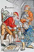 Artwork of a 16th century leg amputation